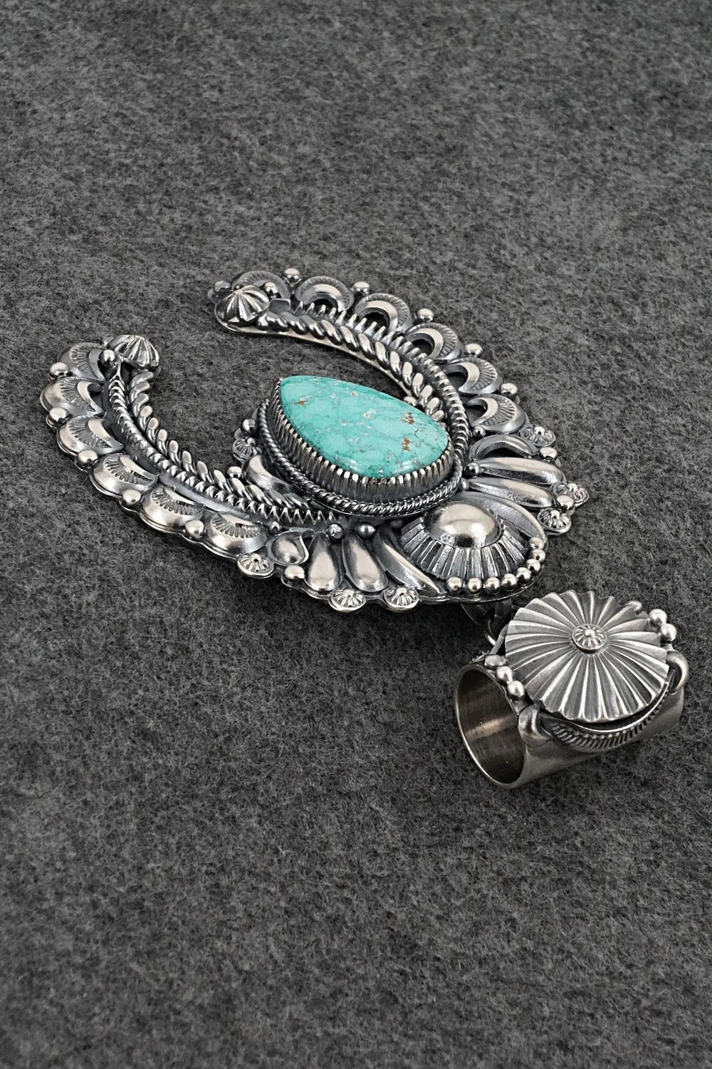 Turquoise & Sterling Silver Naja Pendant - Delbert Gordon
