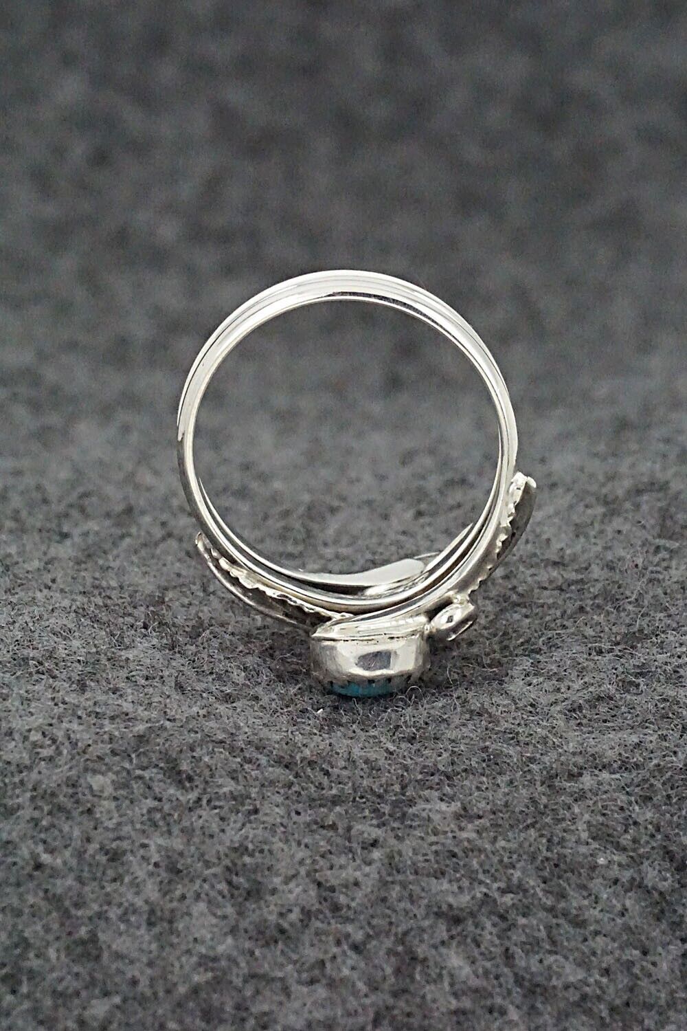 Turquoise, Coral & Sterling Silver Ring - Harry B. Yazzie - Size 7.5