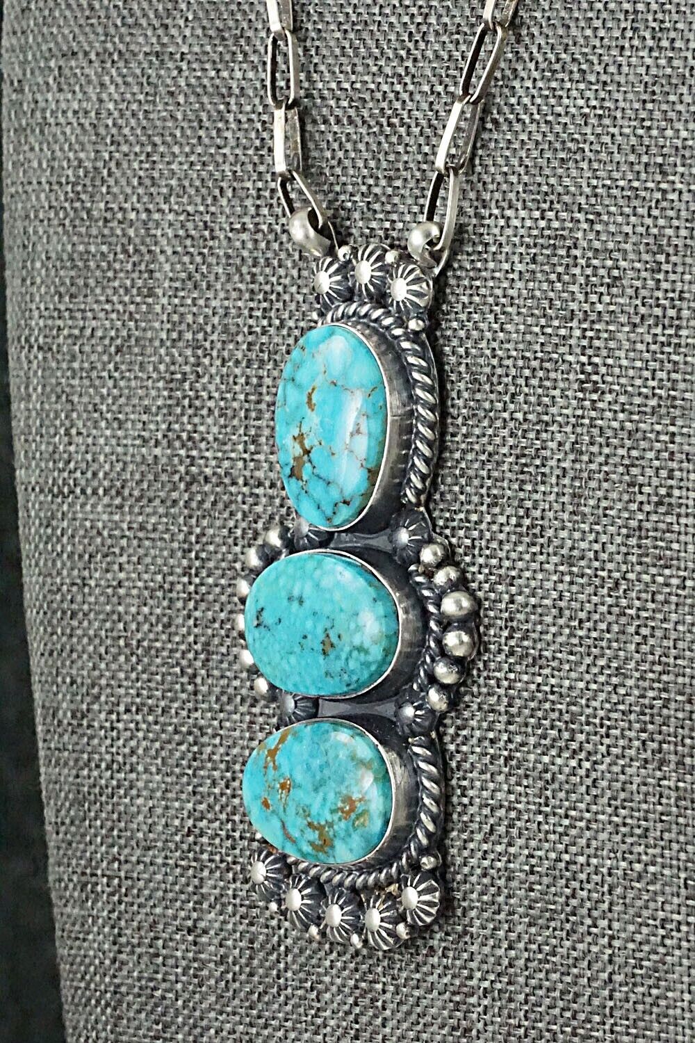 Turquoise & Sterling Silver Necklace - Raymond Delgarito