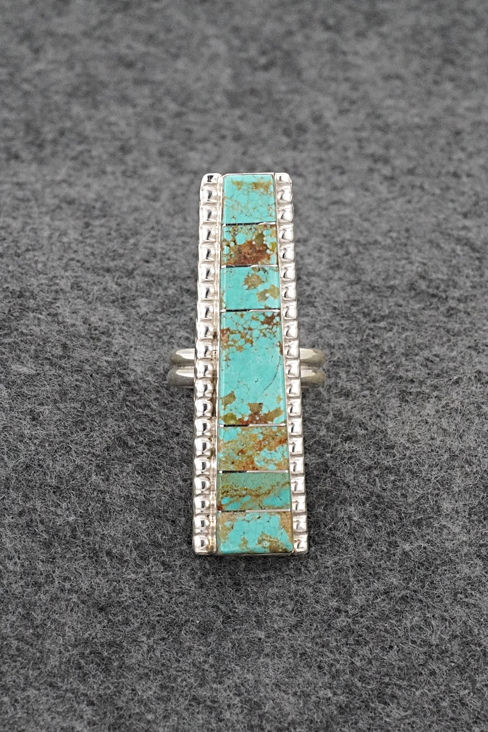 Turquoise & Sterling Silver Ring - Wilbert Grey - Size 9