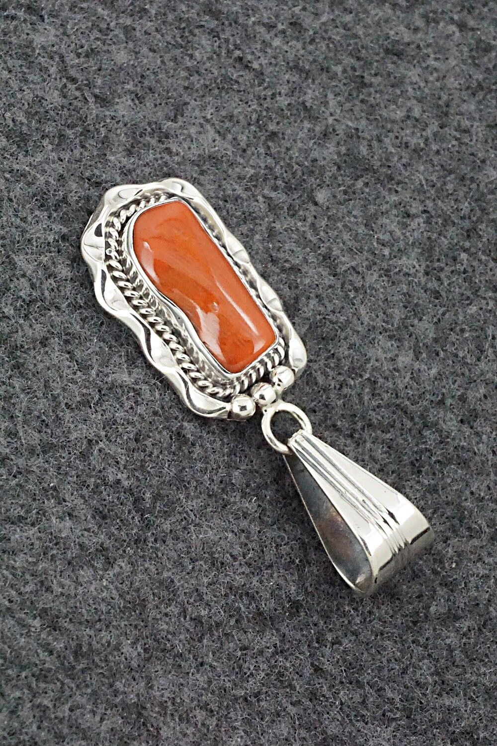 Coral & Sterling Silver Pendant - Samuel Yellowhair