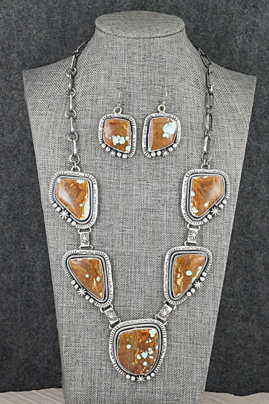 Turquoise & Sterling Silver Necklace and Earrings Set - Paul Livingston