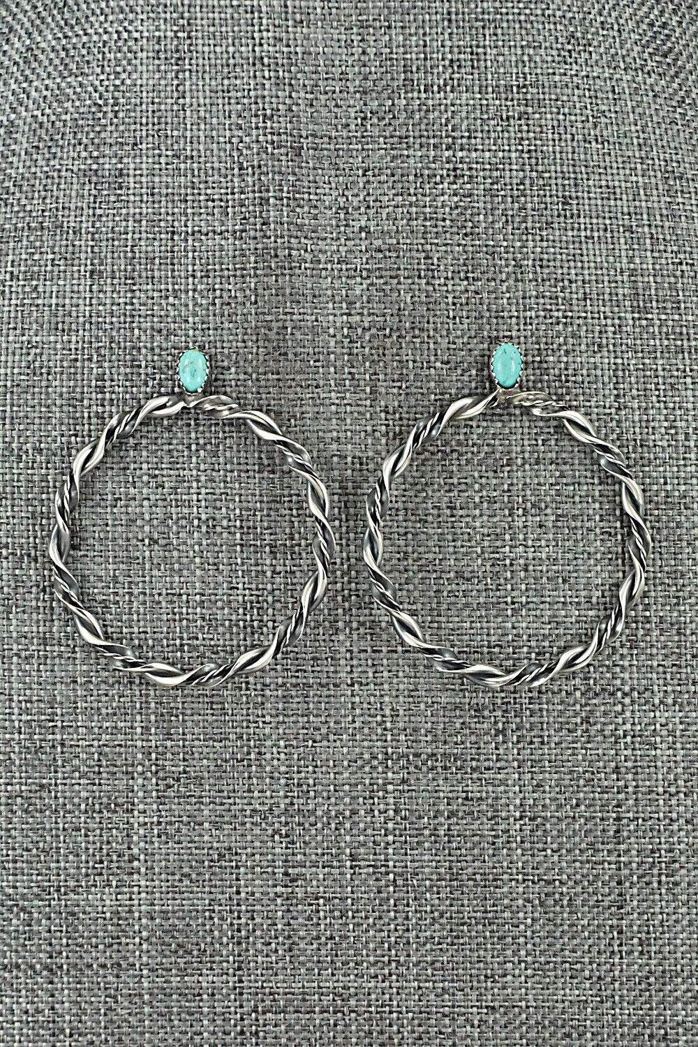 Turquoise & Sterling Silver Earrings - Nelson Leonard Jr.