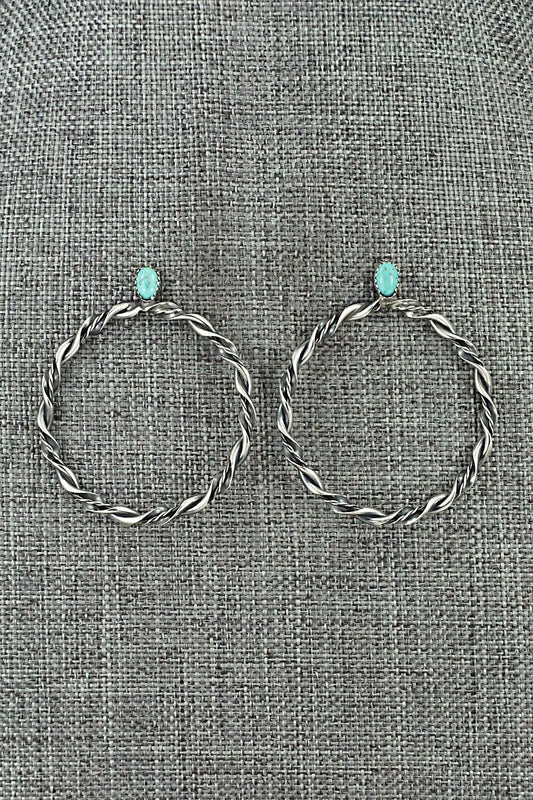 Turquoise & Sterling Silver Earrings - Nelson Leonard Jr.