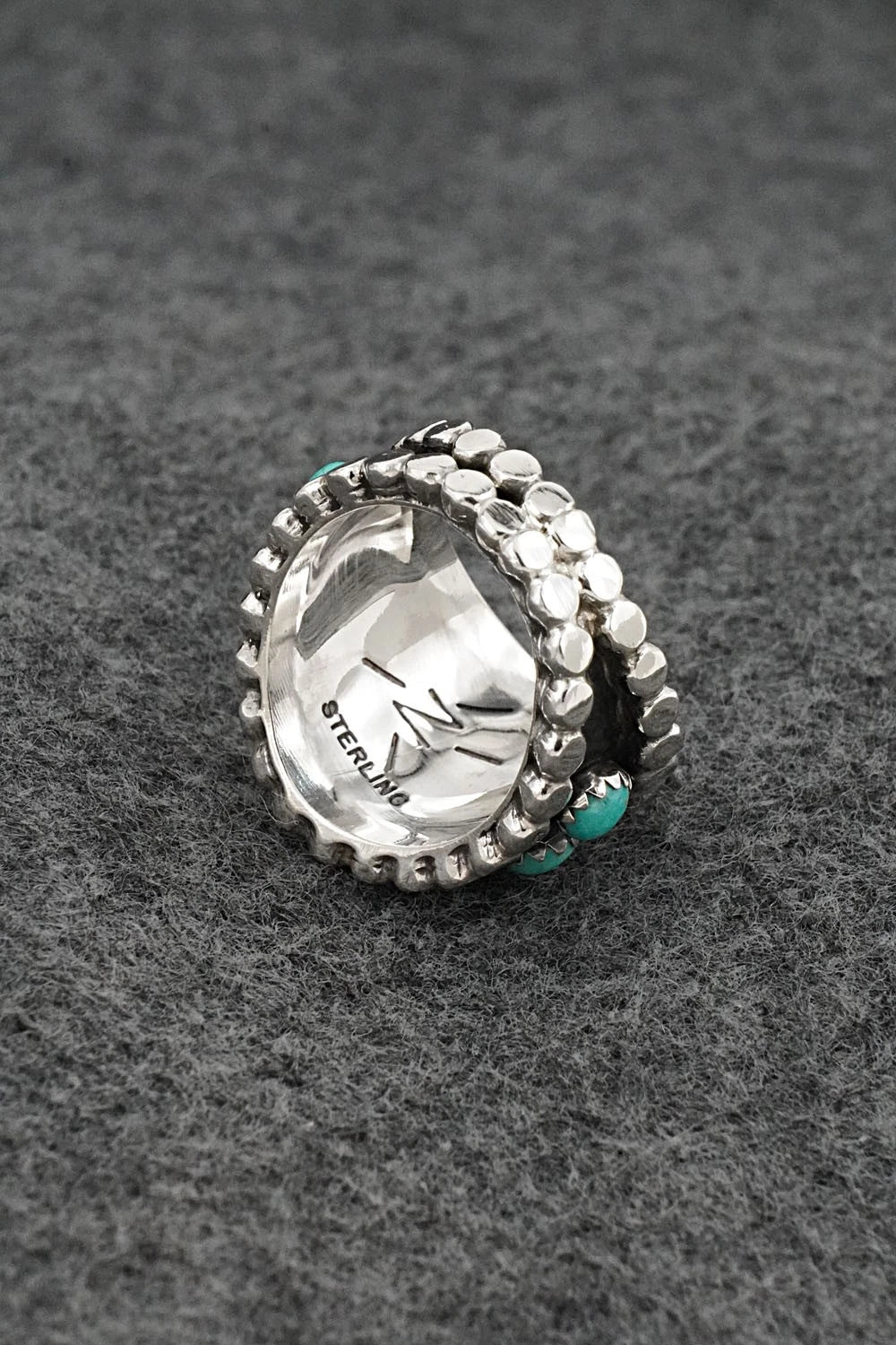 Turquoise & Sterling Silver Ring - Kenny Lonjose - Size 6.5