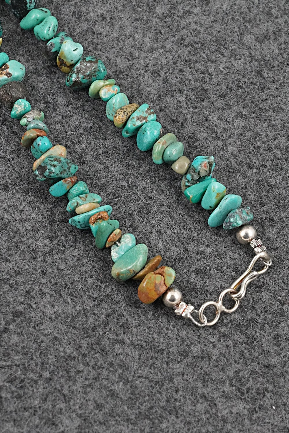 Turquoise & Sterling Silver Necklace 38" - Doreen Jake