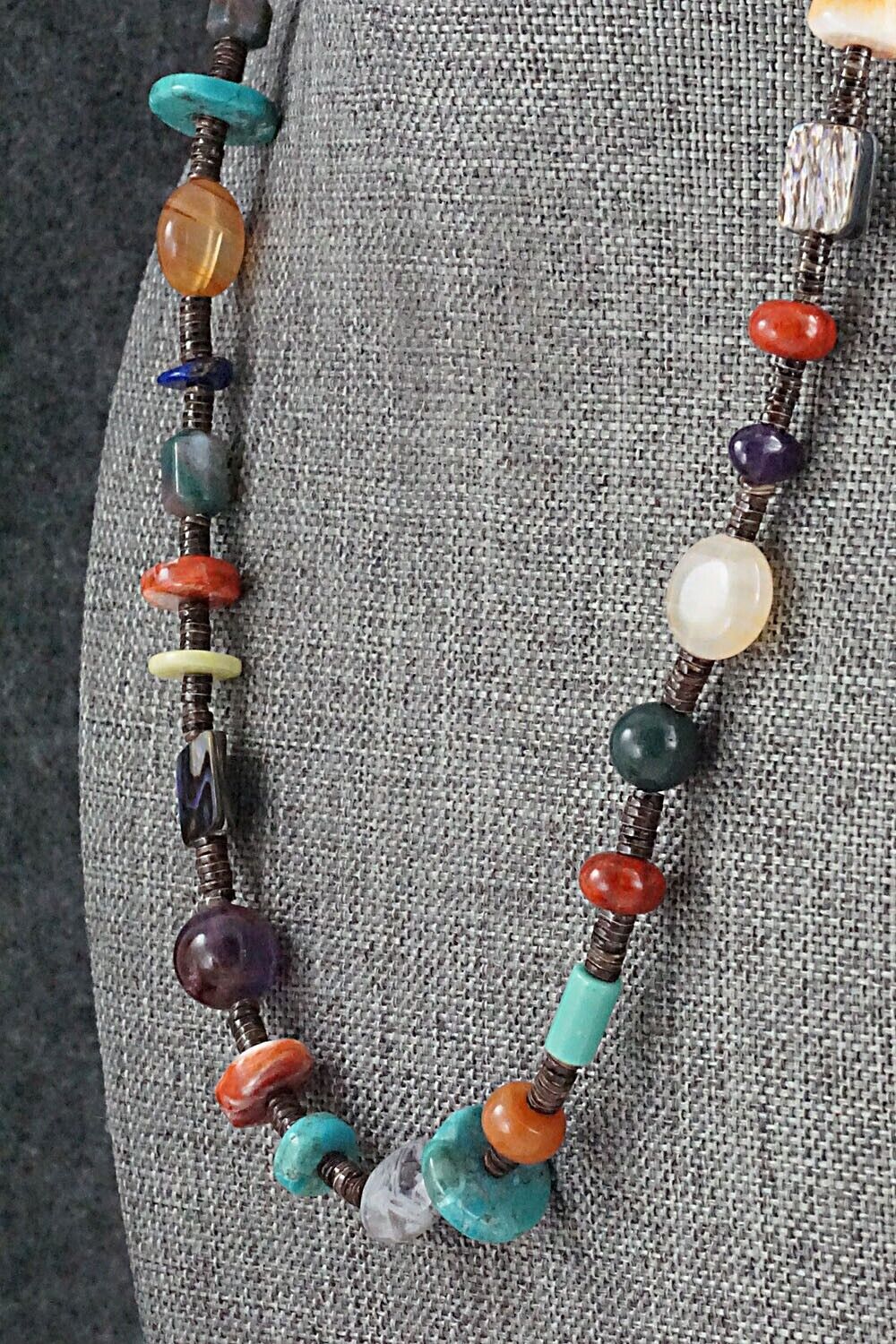 Multi-Stone and Sterling Silver Necklace - Helen Tsosie