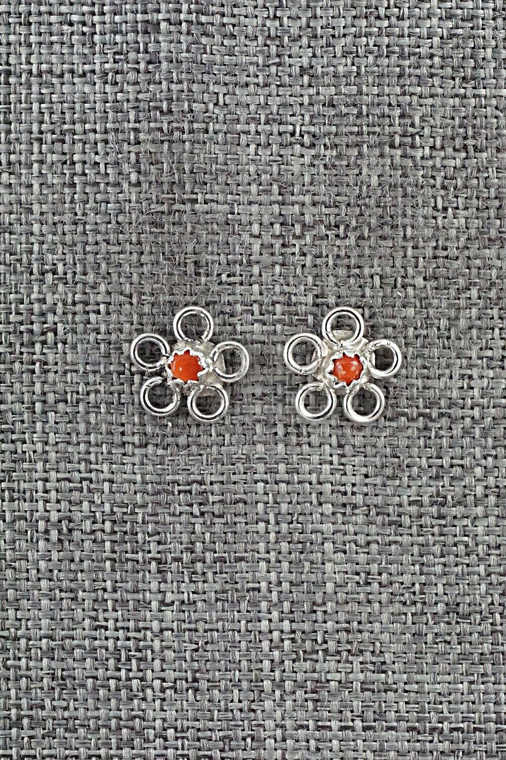 Coral & Sterling Silver Earrings - Sylvia Chee