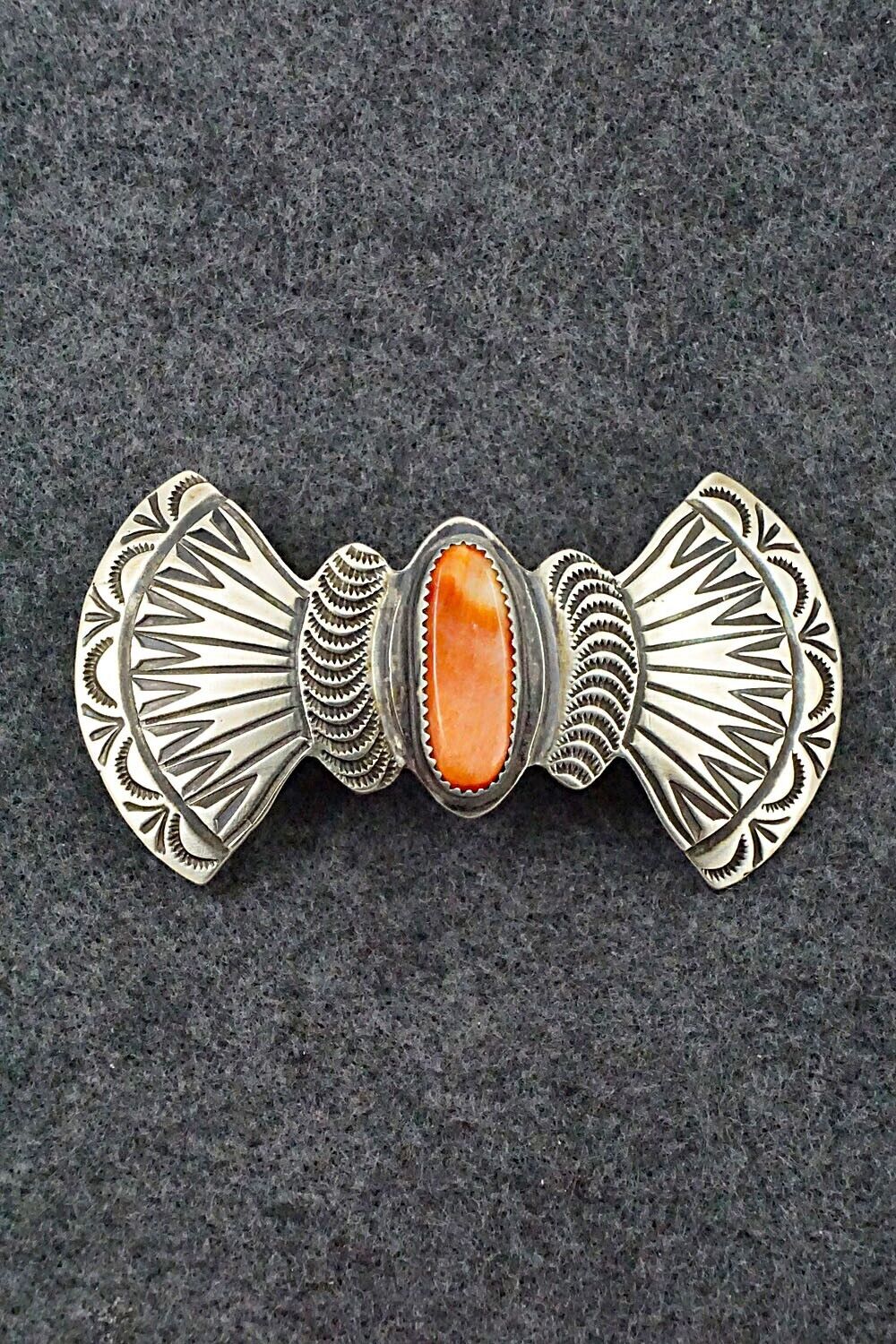 Spiny Oyster & Sterling Silver Hair Barrette - Martha Cayatineto