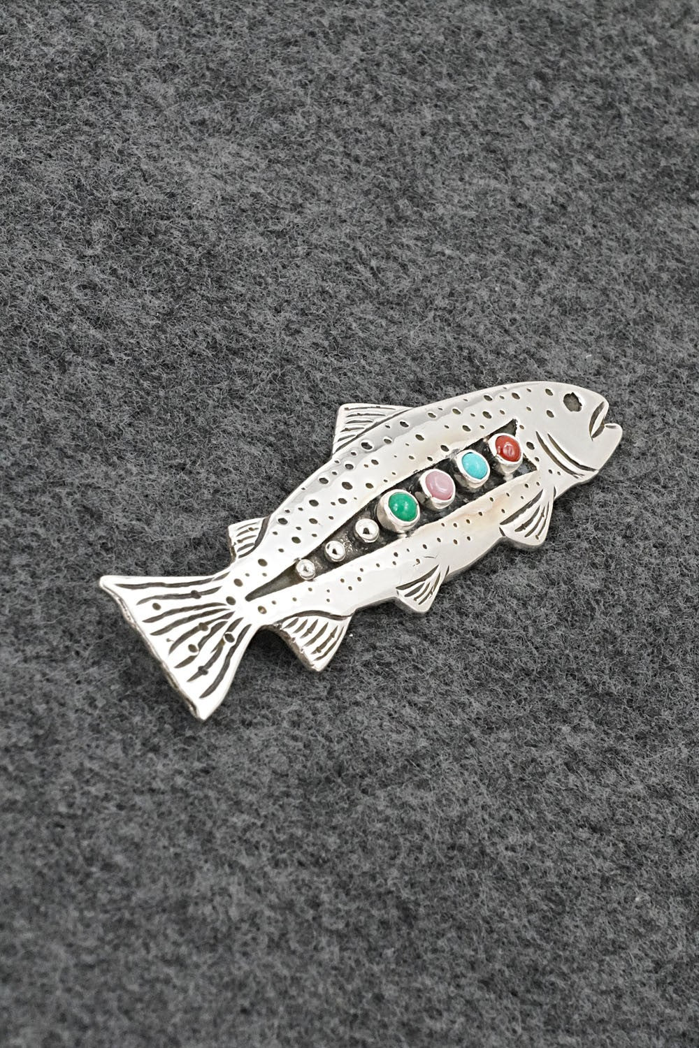 Multi-Stone & Sterling Silver Pendant/Pin - Lee Charlie