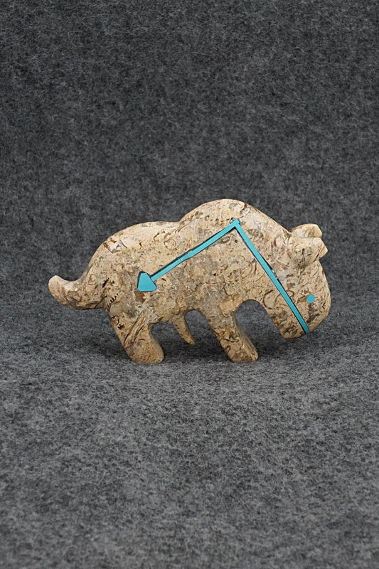 Buffalo Zuni Fetish Carving - Kenric Laiwakete