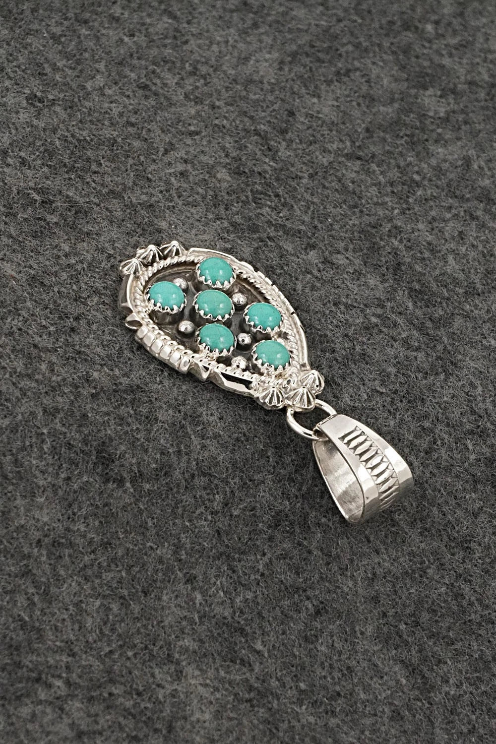 Turquoise & Sterling Silver Pendant - Kenny Lonjose