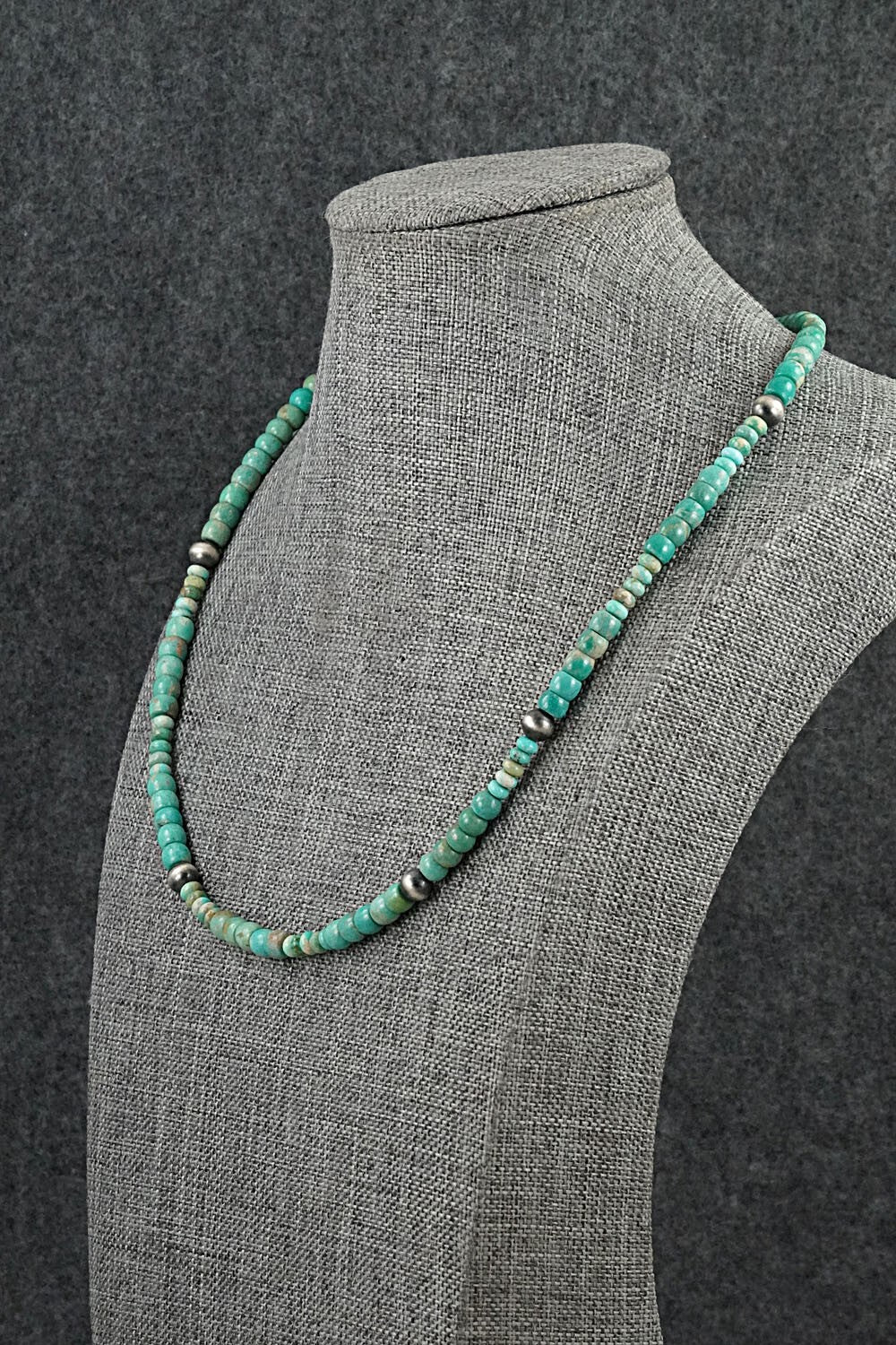 Turquoise & Sterling Silver Necklace 18" - Doreen Jake