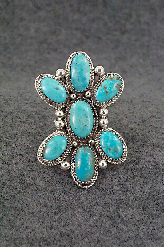 Turquoise & Sterling Silver Ring - Ernest Hawthorne - Size 8