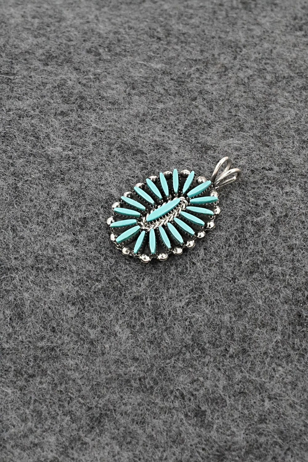Turquoise & Sterling Silver Pendant - Fritzon Owaleon