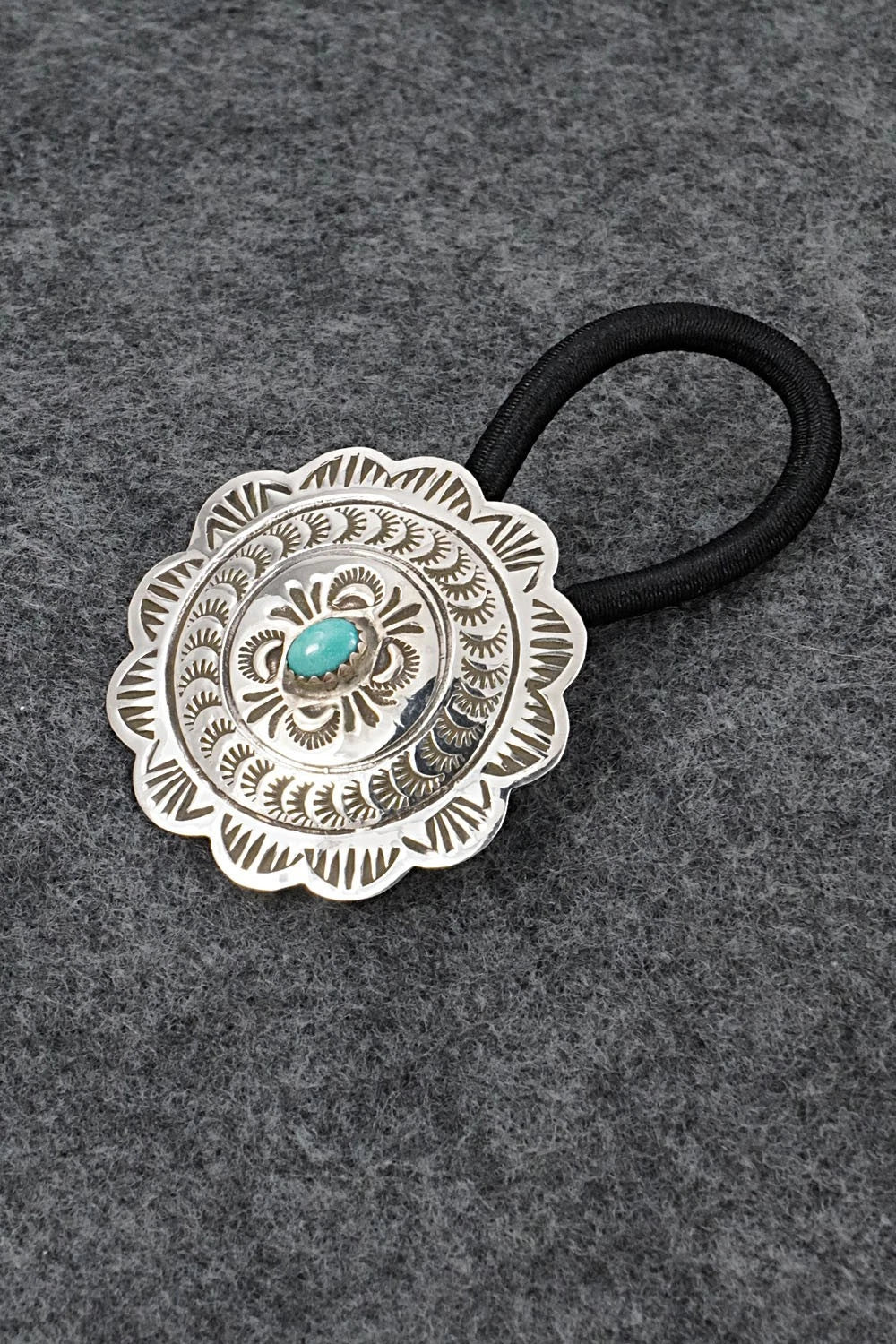Turquoise & Sterling Silver Hair Tie - Bertha Begay