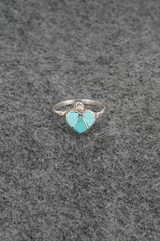 Turquoise & Sterling Silver Ring - Ola Eriacho - Size 7.5