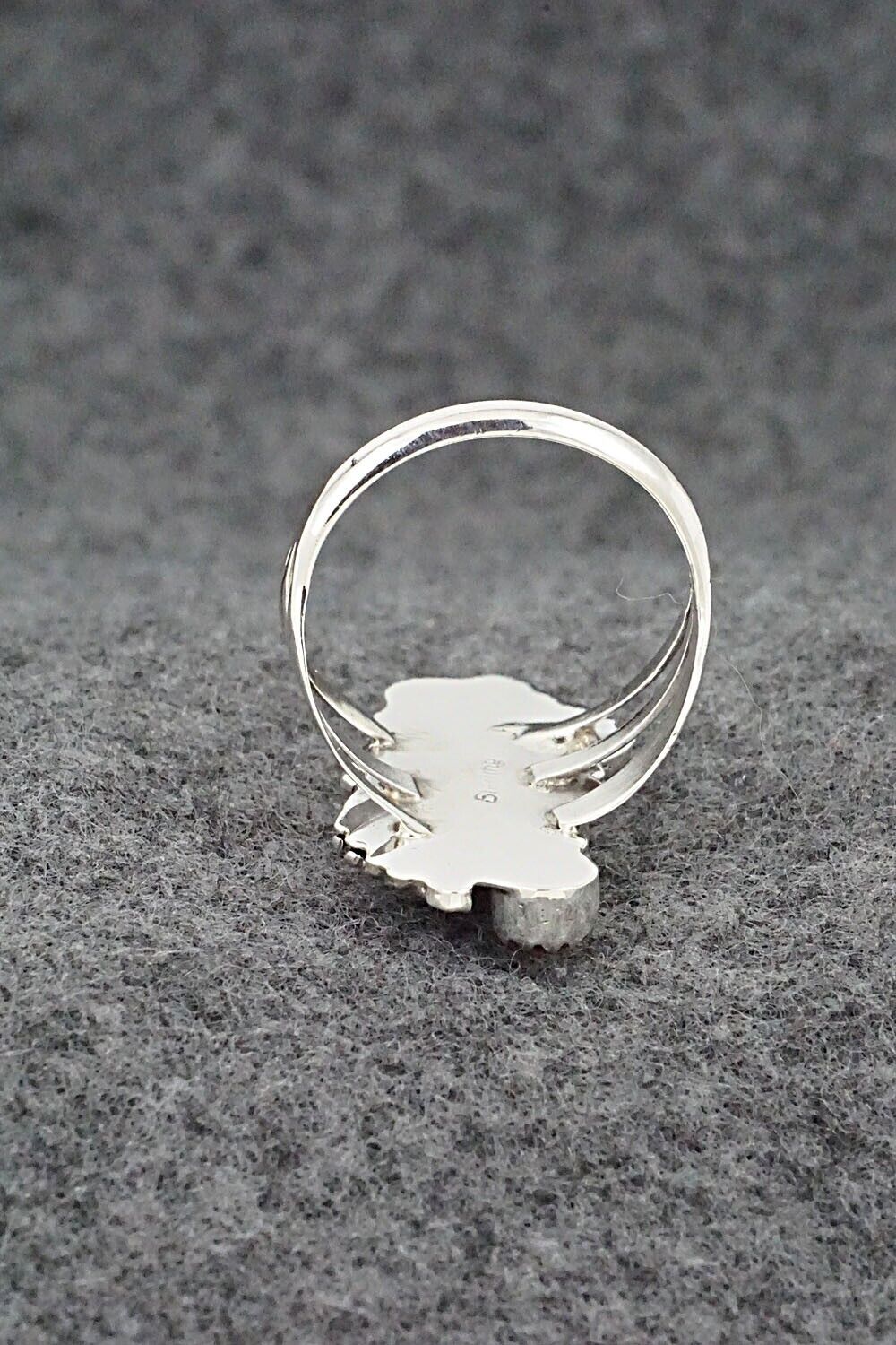 Coral & Sterling Silver Ring - Jerryson Henio - Size 7.5