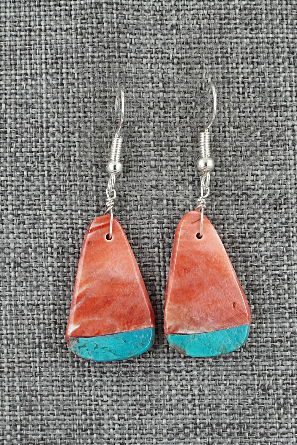 Spiny Oyster, Turquoise & Sterling Silver Earrings - Louise Pete