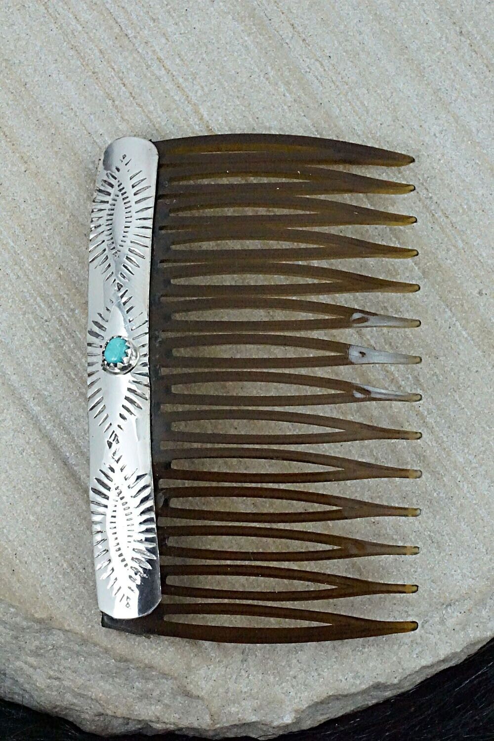 Turquoise & Sterling Silver Hair Combs - Randall Dalgai