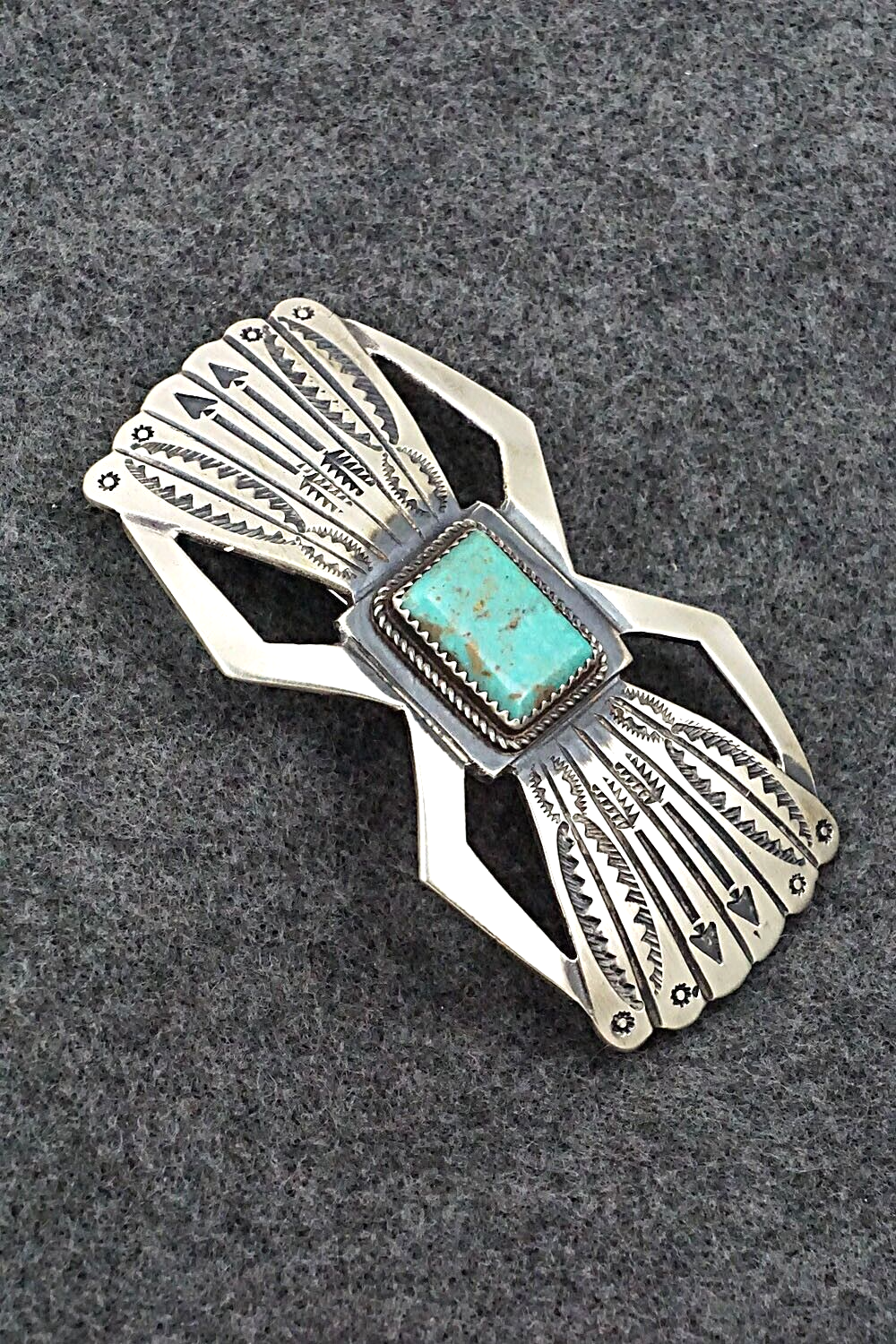 Turquoise & Sterling Silver Hair Barrette - Martha Cayatineto