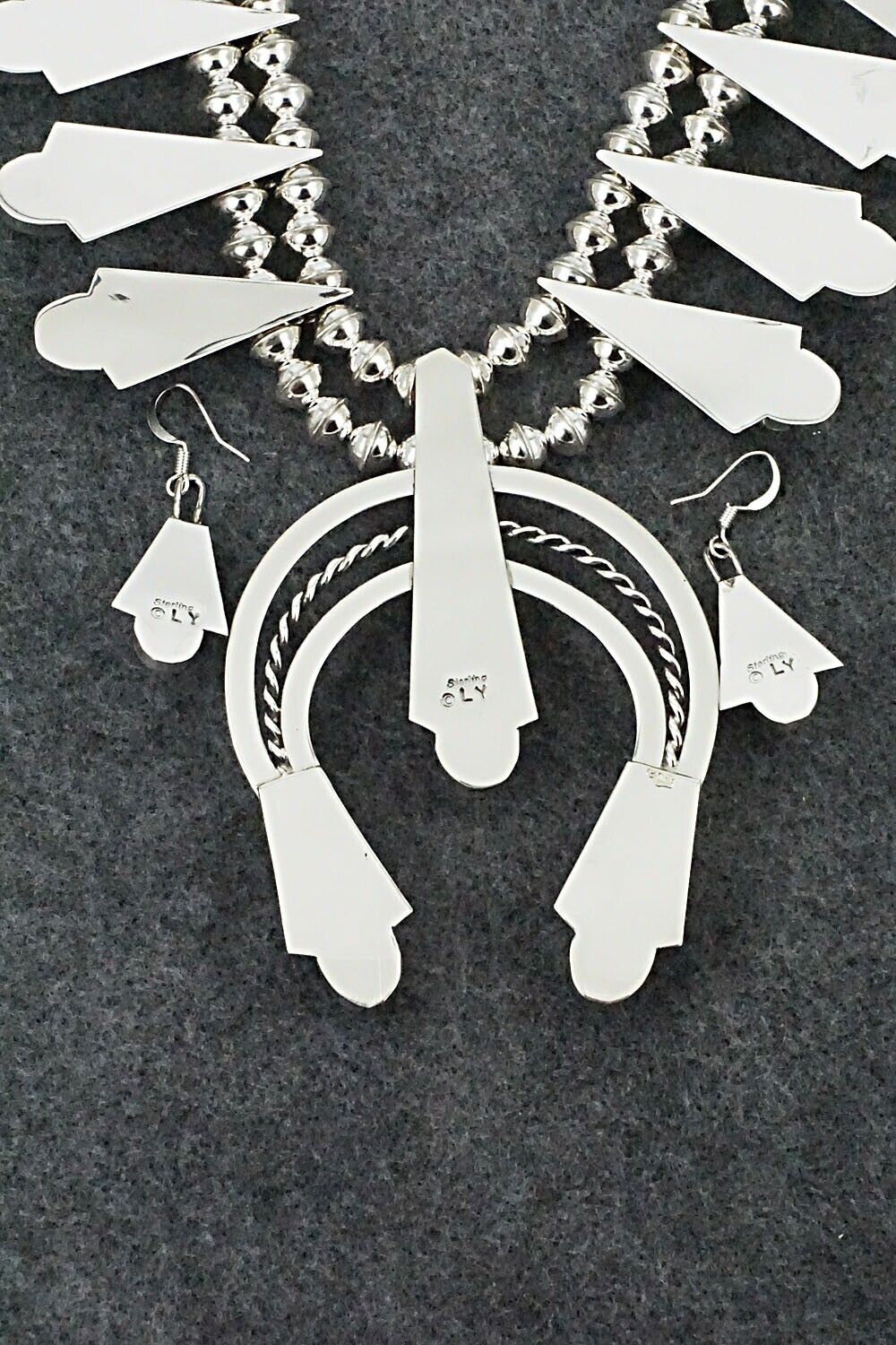 Onyx & Sterling Silver Squash Blossom Set - Louise Yazzie