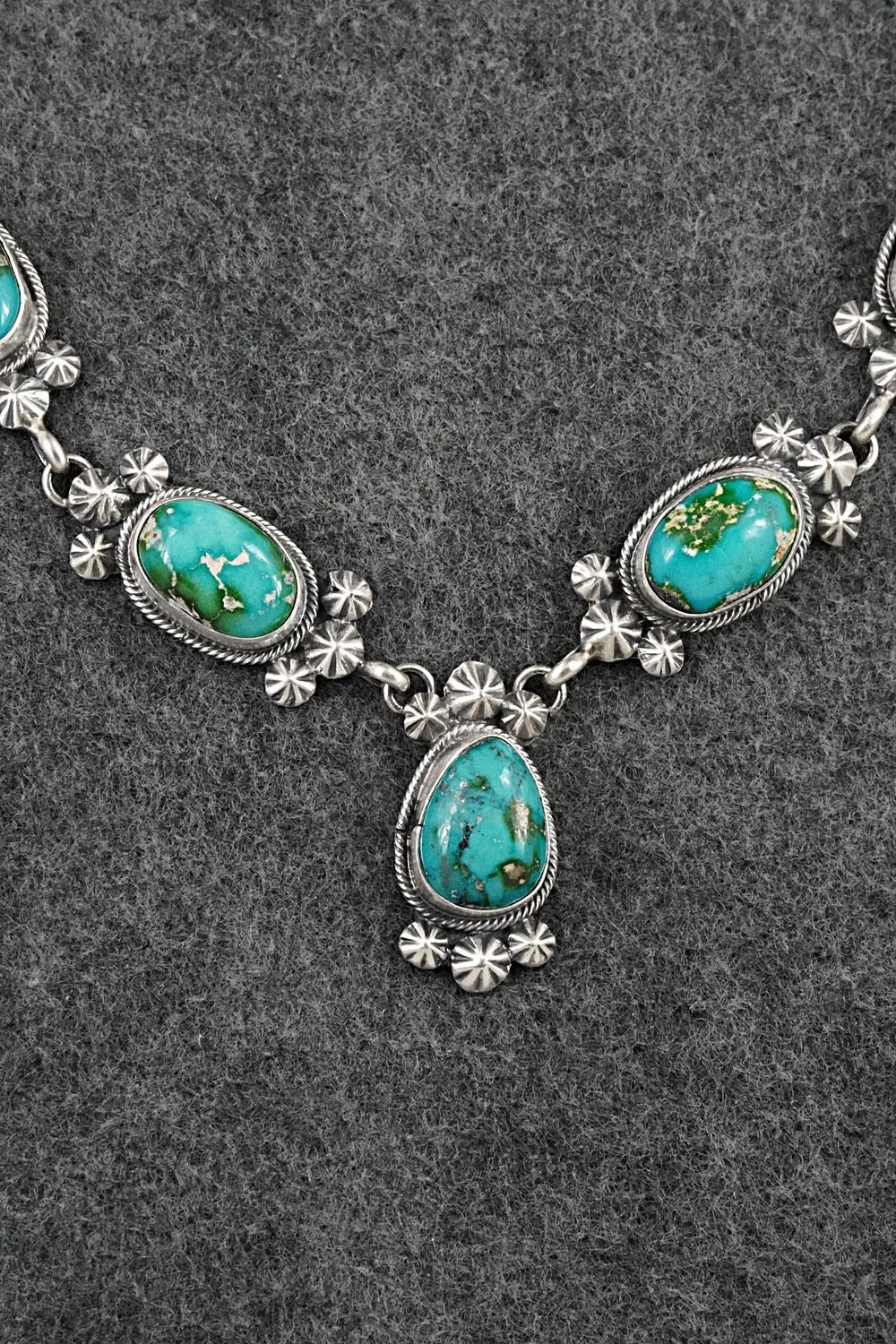 Turquoise & Sterling Silver Necklace and Earrings Set - Darrin Livingston