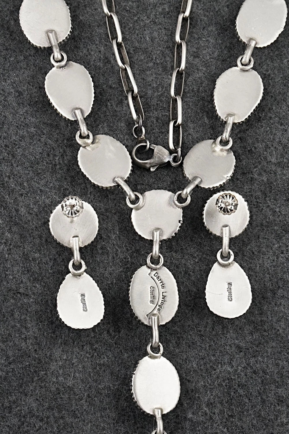 Turquoise & Sterling Silver Necklace and Earrings Set - Darrin Livingston