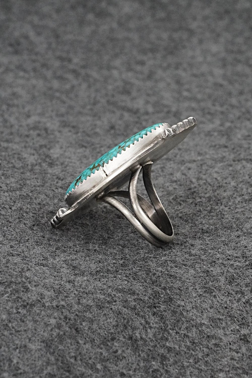 Turquoise & Sterling Silver Ring - Leslie Nez - Size 7