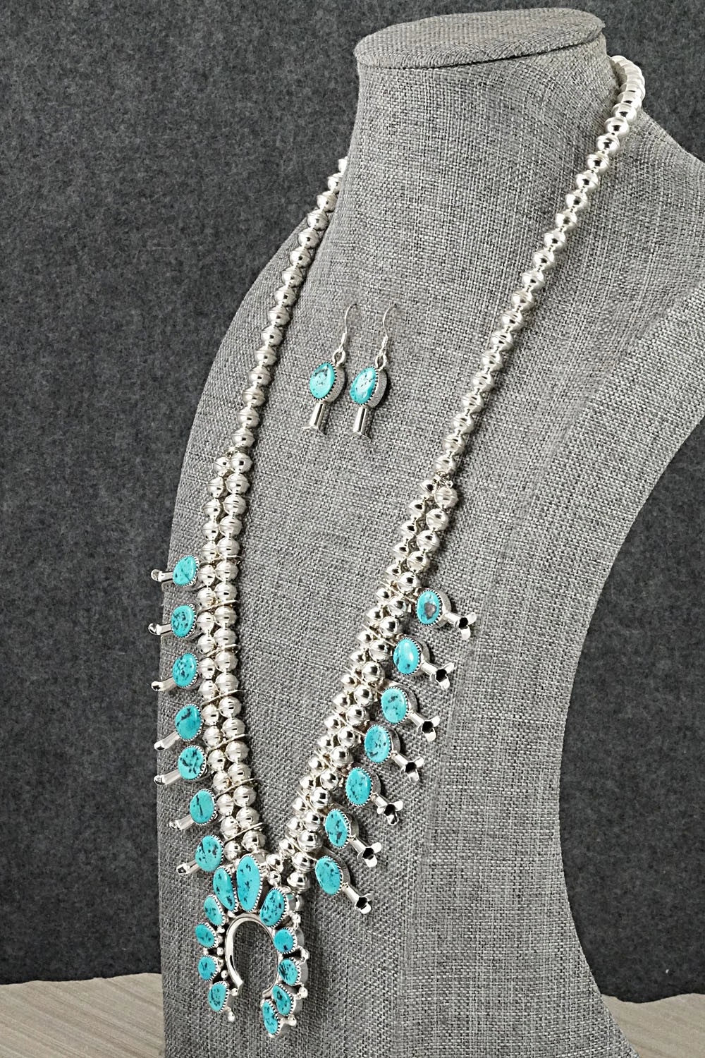 Turquoise & Sterling Silver Squash Blossom Set - Califreda Roanhorse