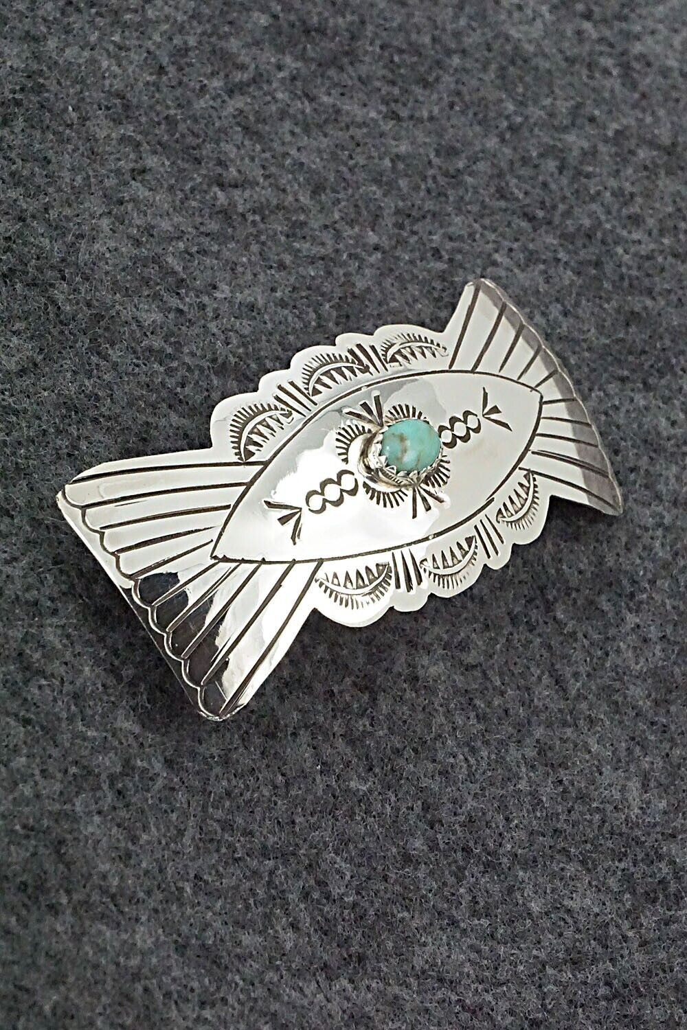 Turquoise & Sterling Silver Hair Barrette - Arlene Soce