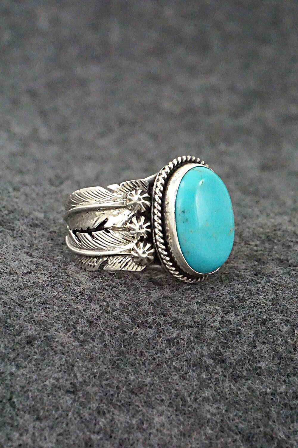 Turquoise & Sterling Silver Ring - Bobby Platero - Size 7.5