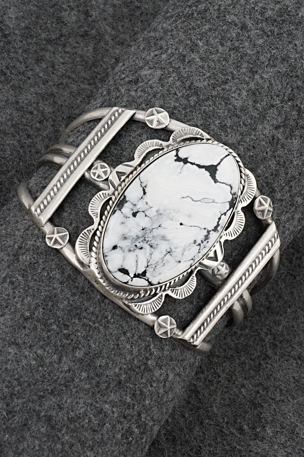 White Buffalo & Sterling Silver Bracelet - Vernon Johnson