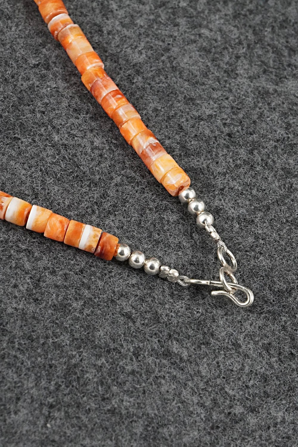 Spiny Oyster & Sterling Silver Necklace 18" - Doreen Jake
