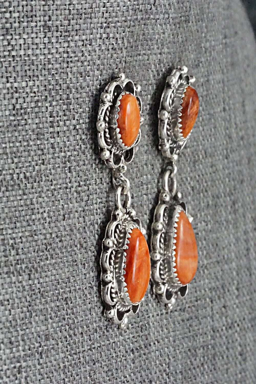 Spiny Oyster & Sterling Silver Earrings - Maritta Martinez