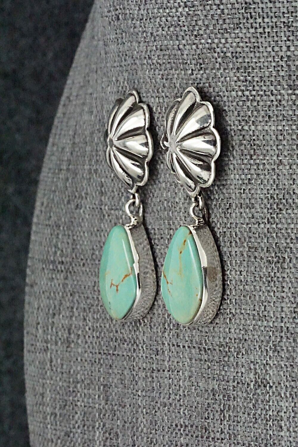 Turquoise & Sterling Silver Earrings - Lyle Piaso