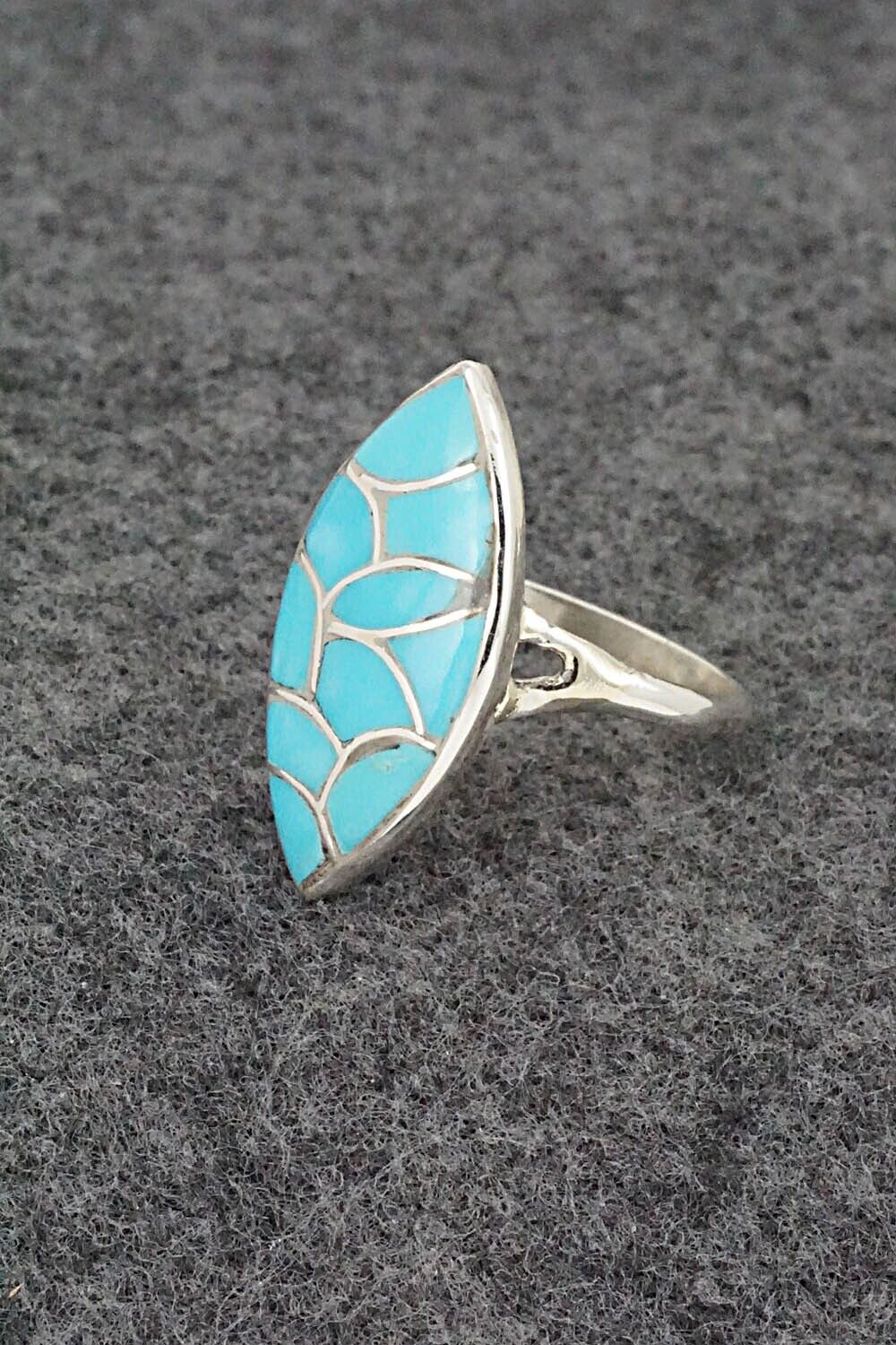 Turquoise & Sterling Silver Ring - Orena Leekya - Size 8.75