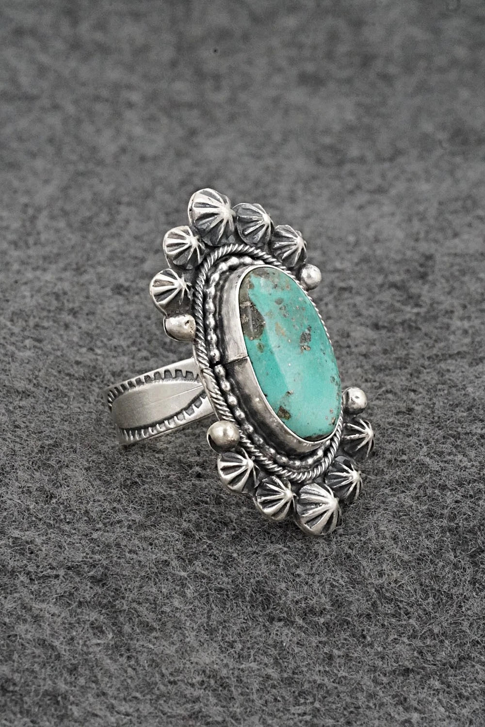 Turquoise & Sterling Silver Ring - Cordell Platero - Size Adjustable