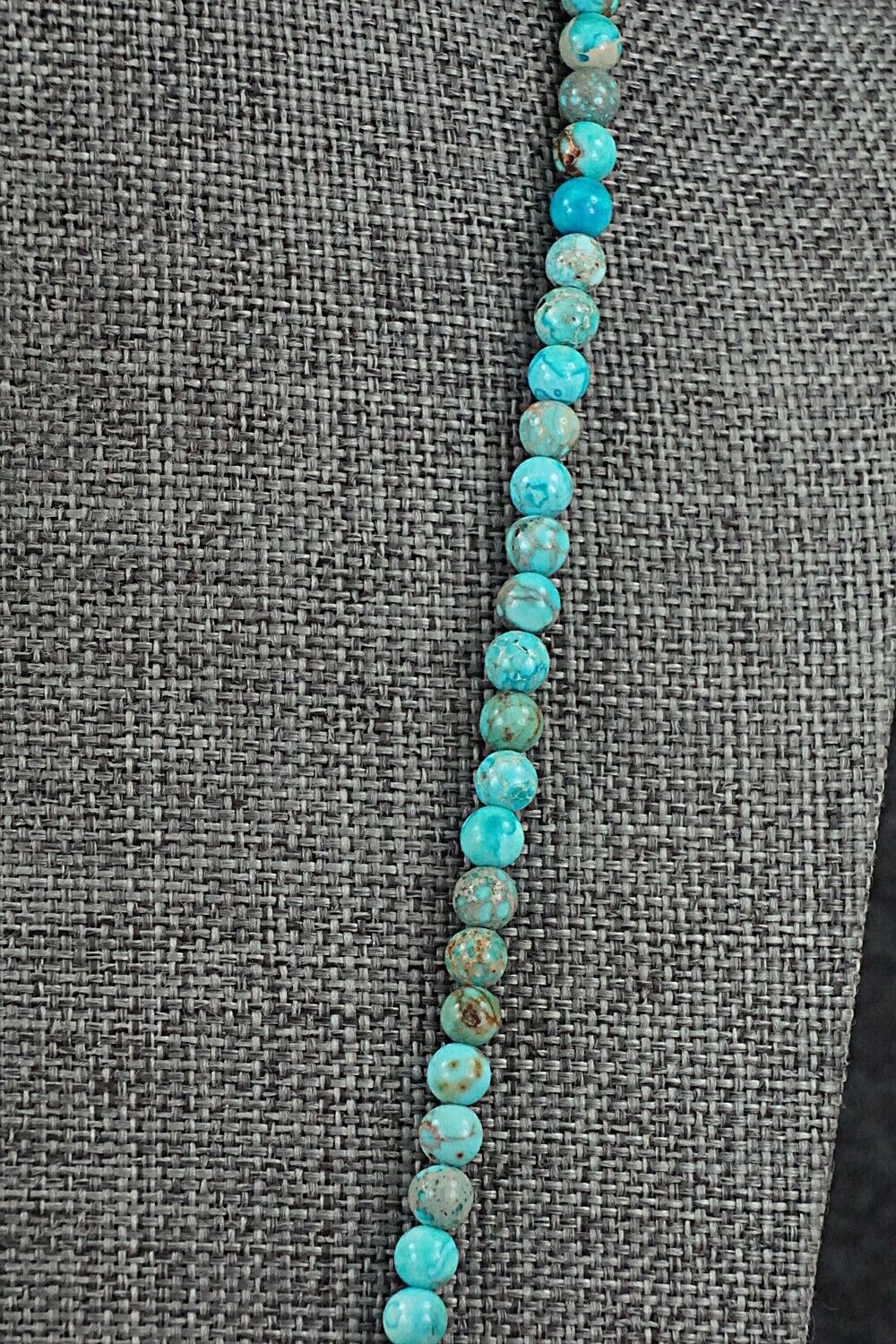 Turquoise, Shell & Sterling Silver Necklace 24" - Ramona Calavaza