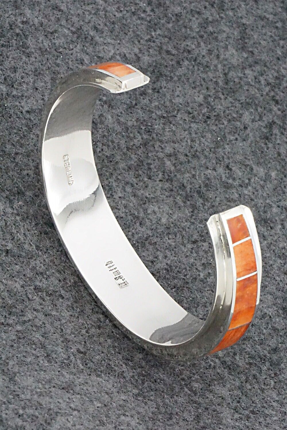 Spiny Oyster & Sterling Silver Inlay Bracelet - Harold Smith