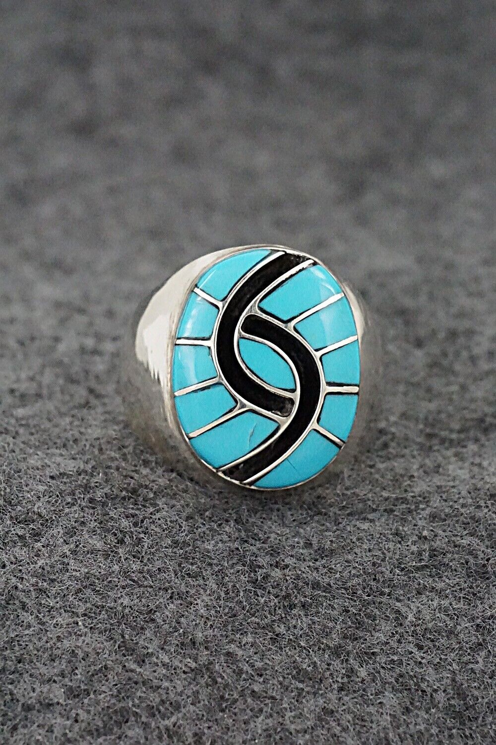 Turquoise & Sterling Silver Inlay Ring - Amy Wesley - Size 9