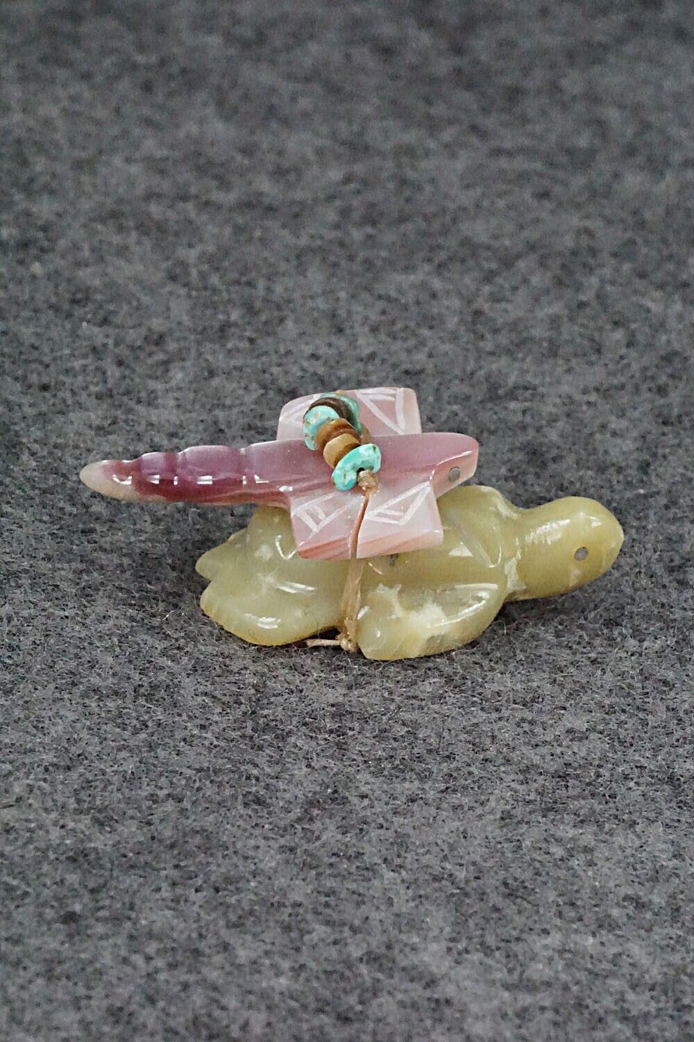 Turtle with Dragonfly Zuni Fetish Carving - Daisy Rose Leonard