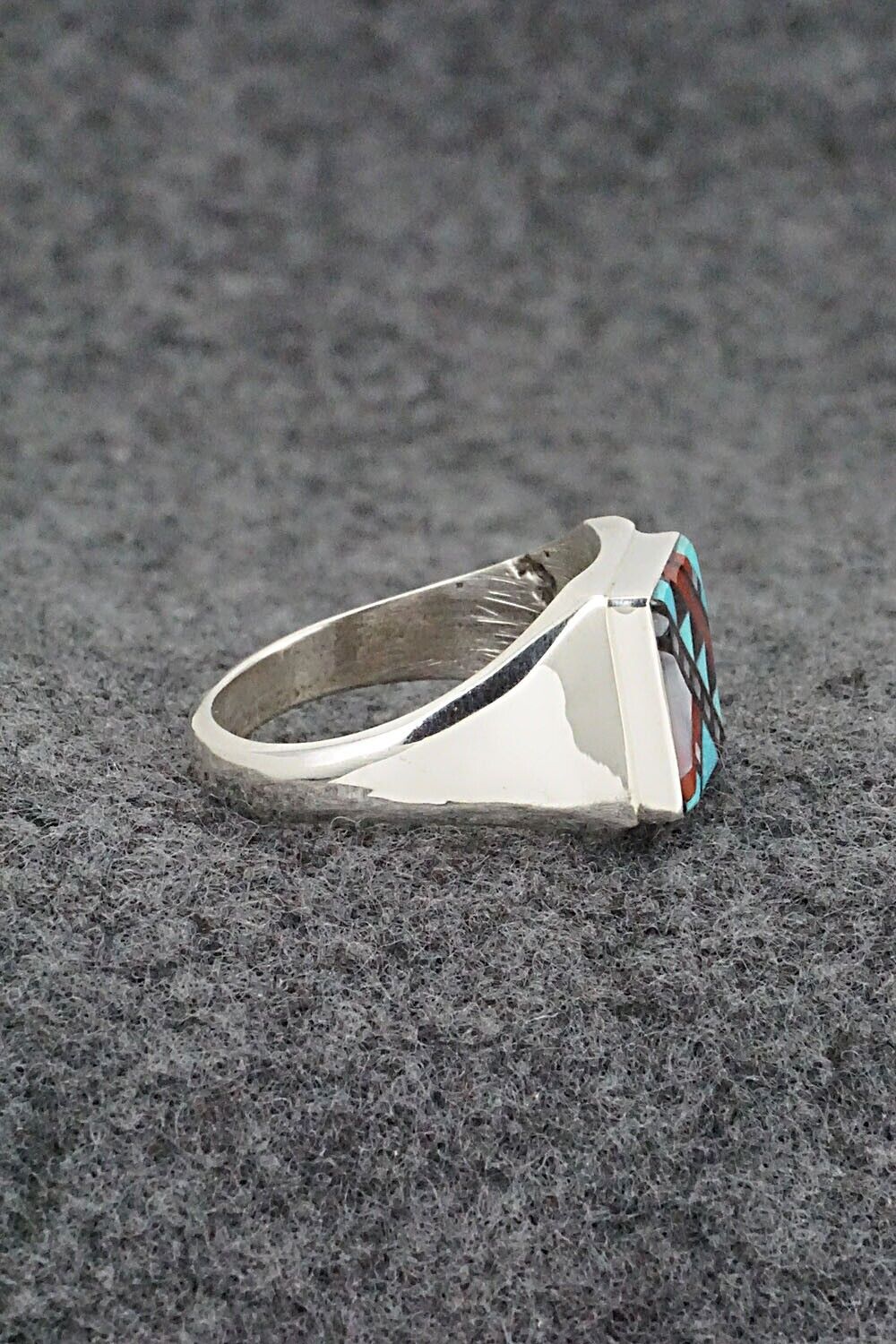 Multi Stone & Sterling Silver Ring - Herbert Kallestewa - Size 9.5