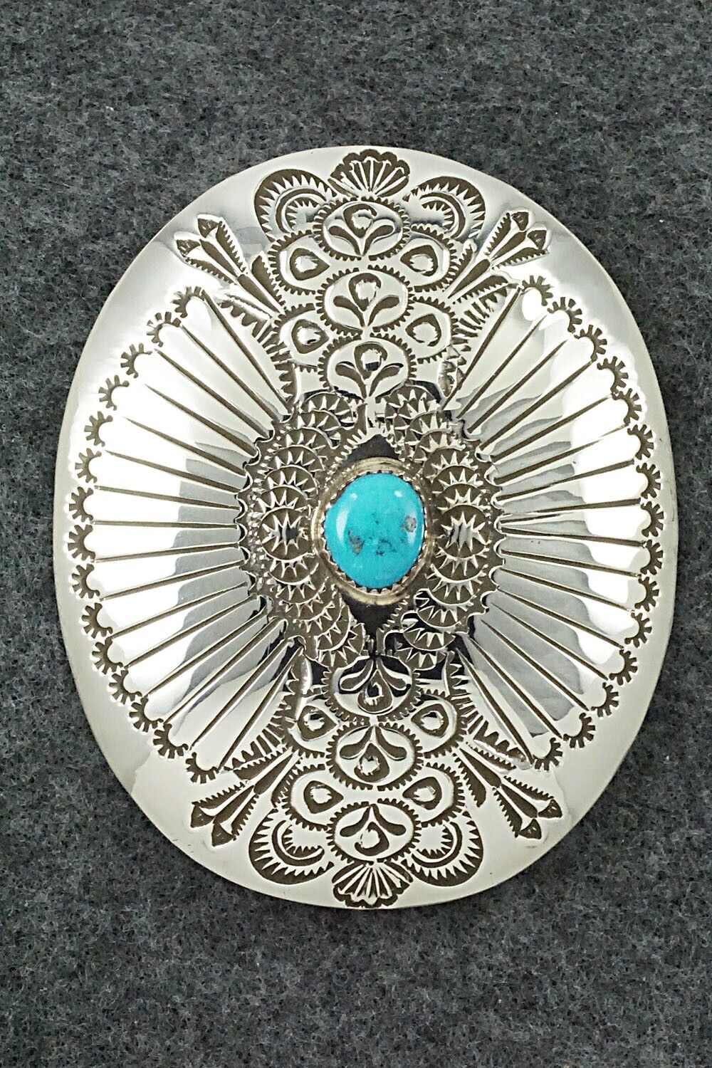 Turquoise & Sterling Silver Belt Buckle - Shirley Silver