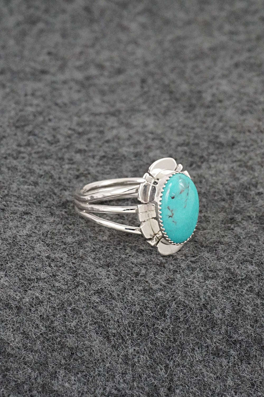 Turquoise & Sterling Silver Ring - Leona Delgarito - Size 7