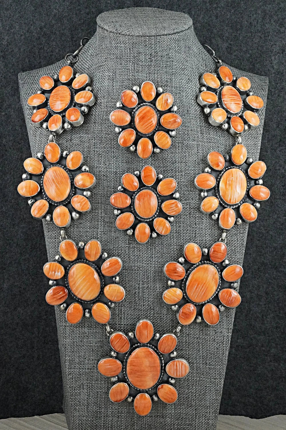 Spiny Oyster & Sterling Silver Necklace and Earrings Set - Darrin Livingston