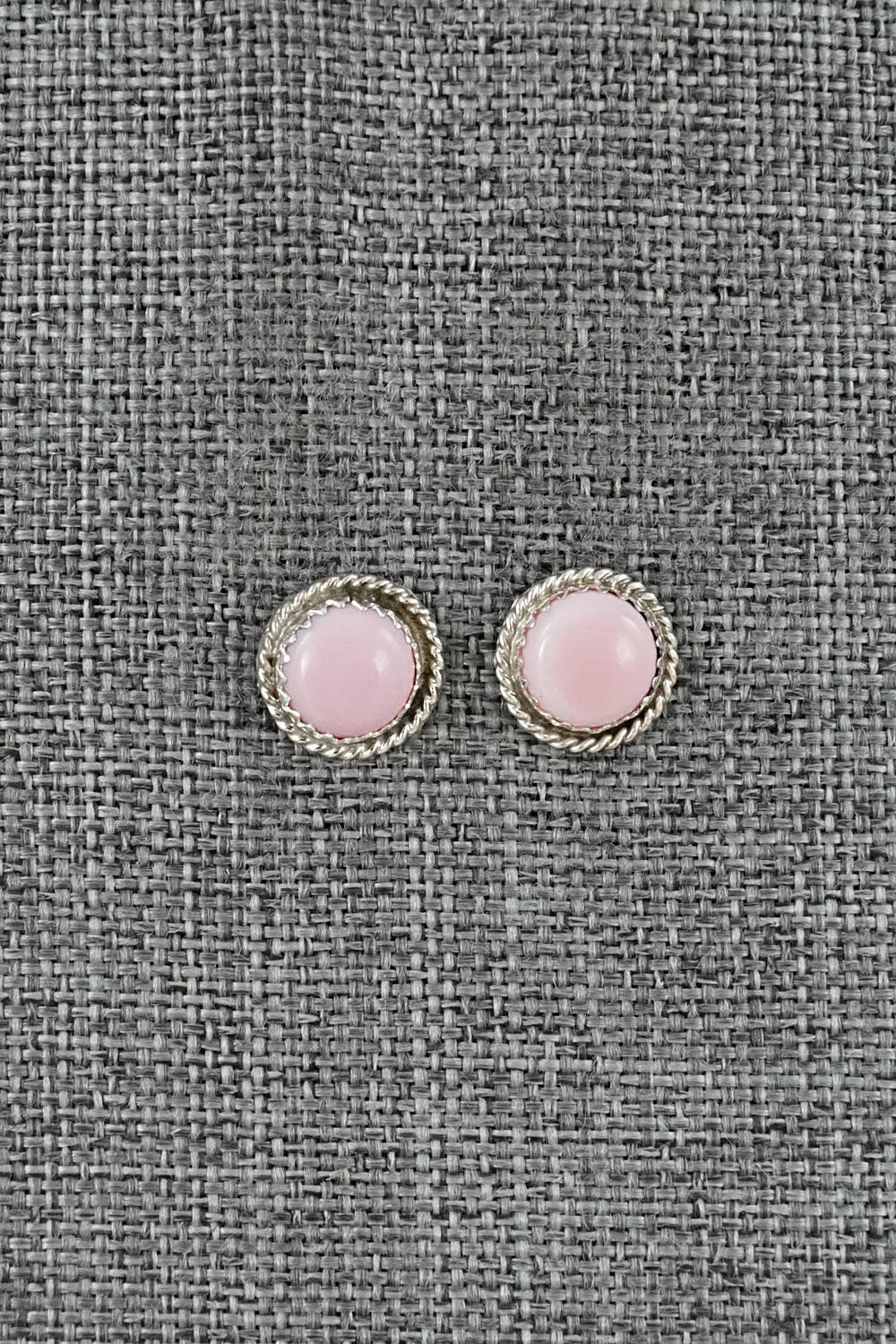 Pink Conch & Sterling Silver Earrings - Esther White