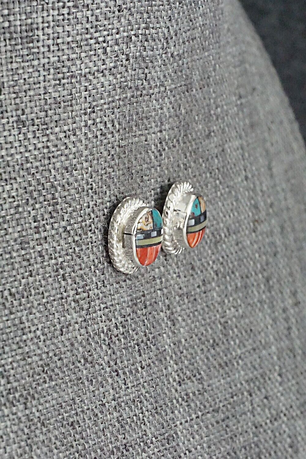 Multi-Stone & Sterling Silver Earrings - Delbert Kallestewa Jr.