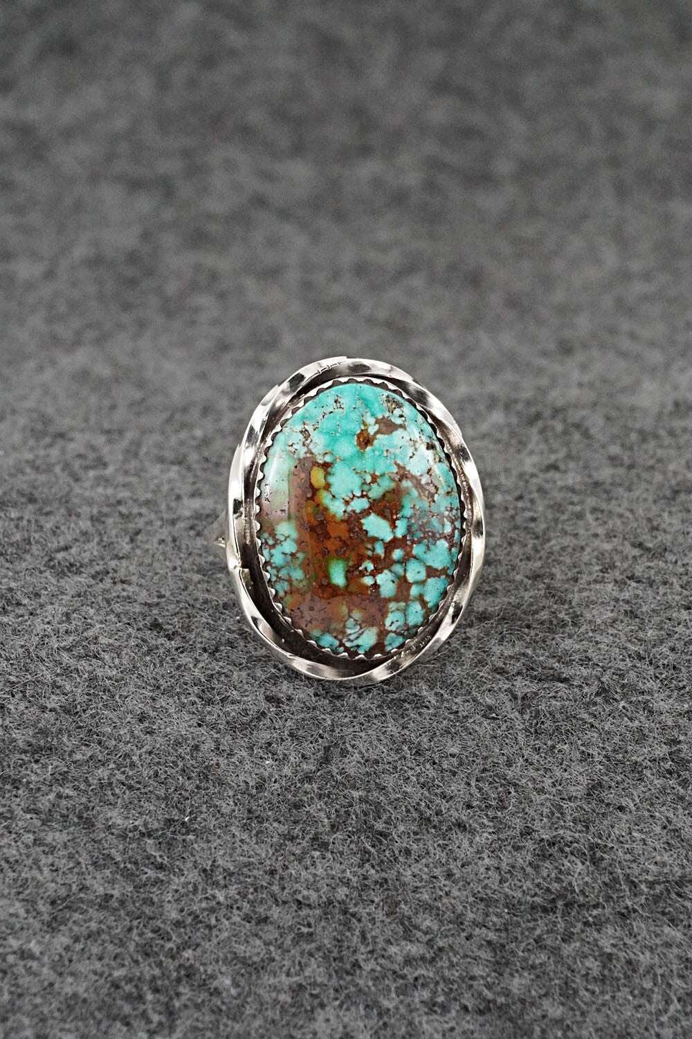 Turquoise & Sterling Silver Ring - Ernest Hawthorne - Size 7
