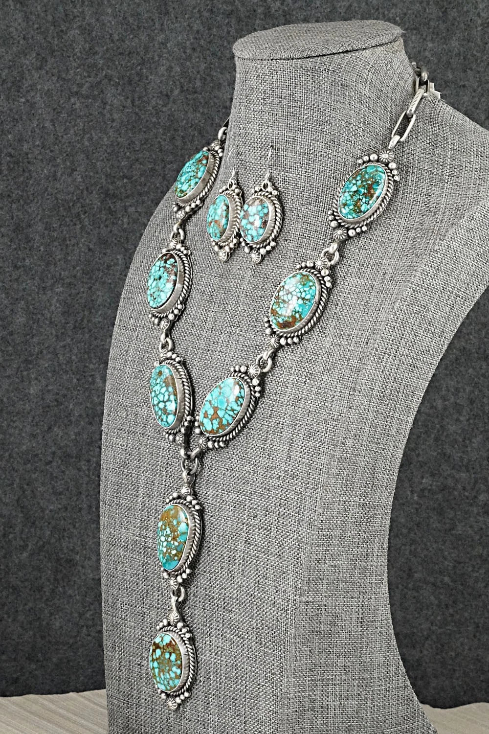 Turquoise & Sterling Silver Necklace and Earrings Set - Rosita Calladitto